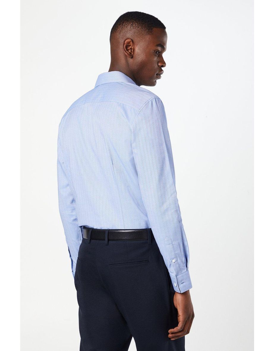 Herringbone Easy Iron Slim Fit Shirt - 2