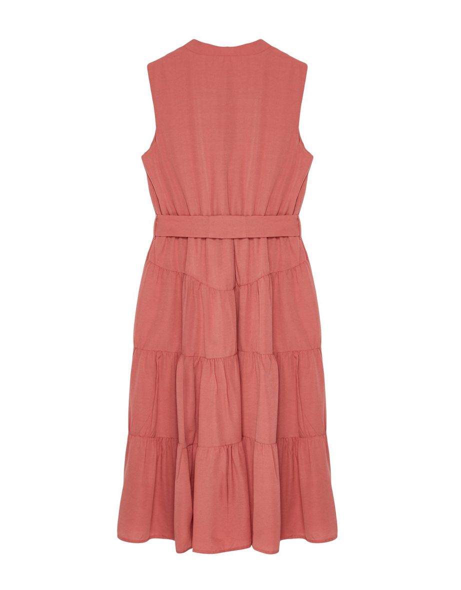 Tile A-Line Embroidered Midi Woven Dress - 6