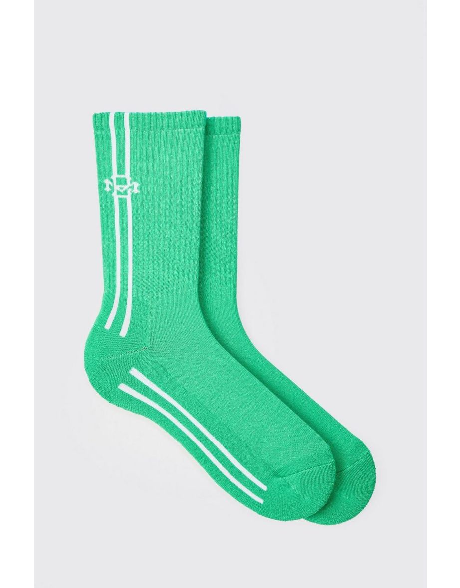 Jacquard Bm Sports Stripe Sock In Green - green