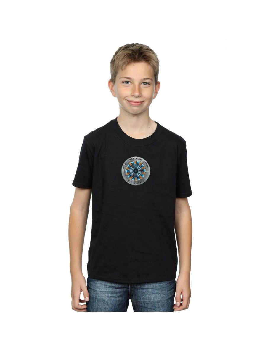 Marvel Boys Avengers Endgame Tony Stark Heart T-Shirt - Black