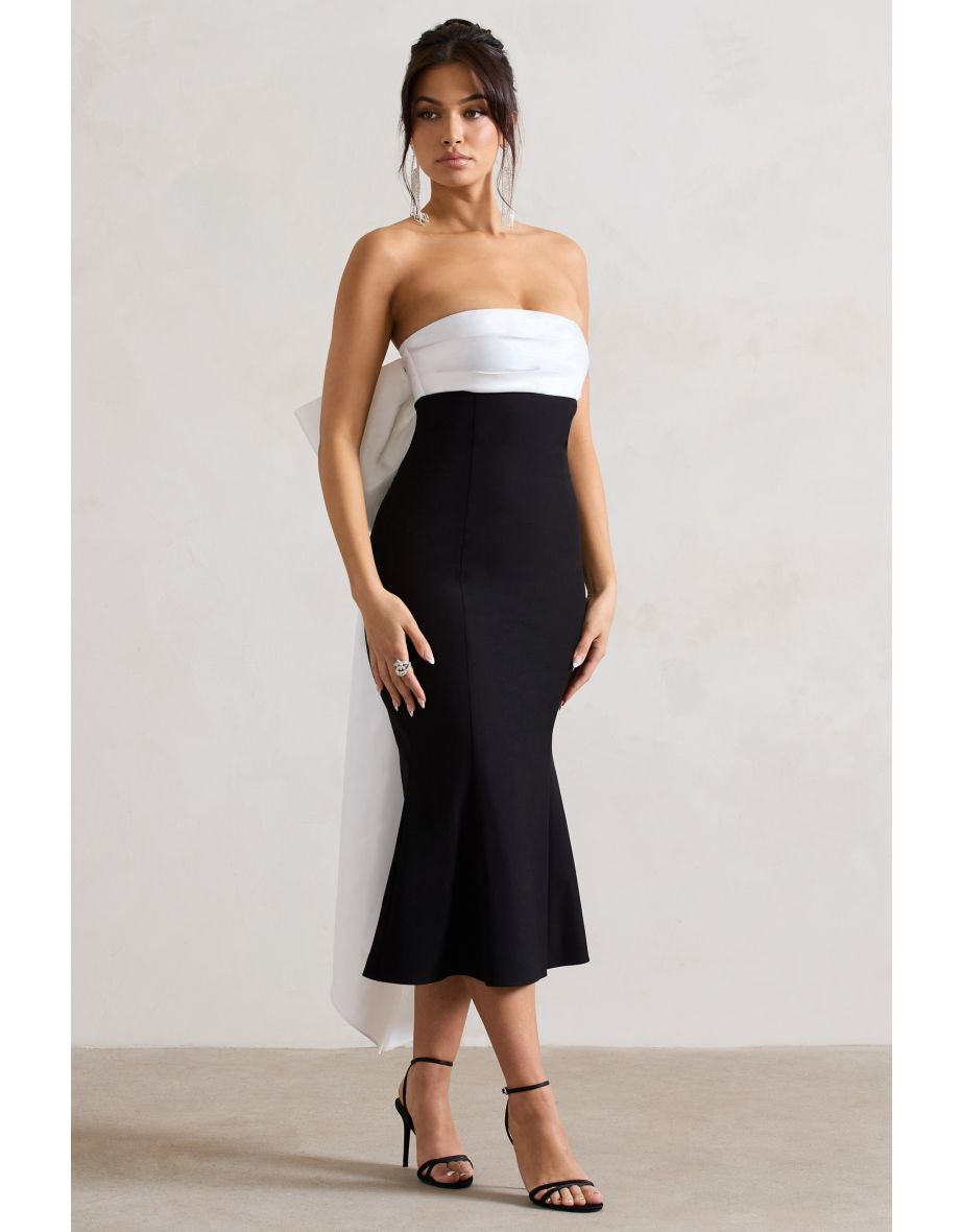 Wishlist | Black Bandeau Midi Dress With Oversized White Bow