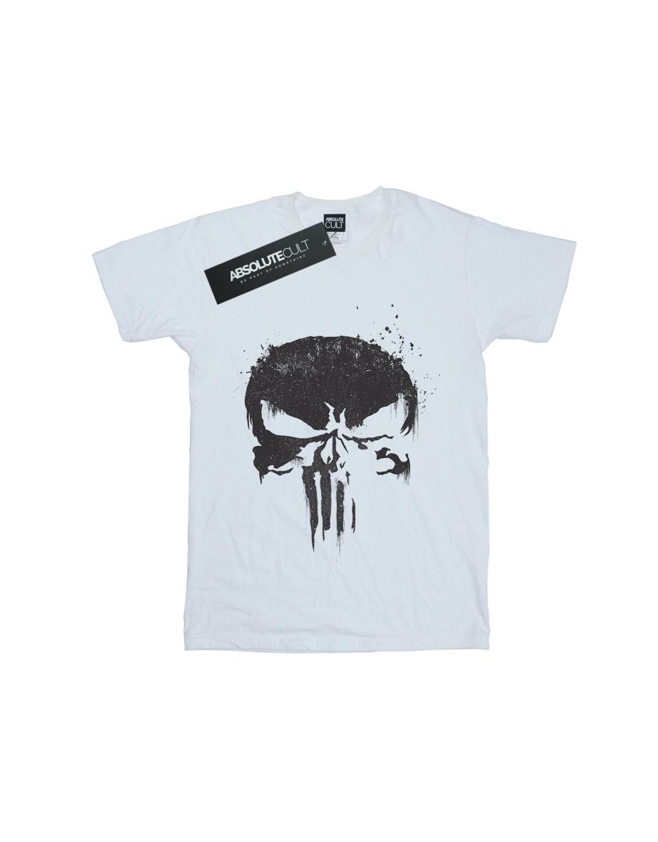 Marvel Womens/Ladies The Punisher TV Skull Logo Cotton Boyfriend T-Shirt - White - 1