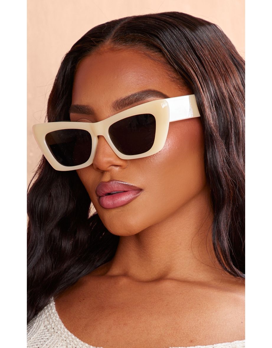 Shop Cream Chunky Cat Eye Retro Sunglasses Online in Kuwait VogaCloset