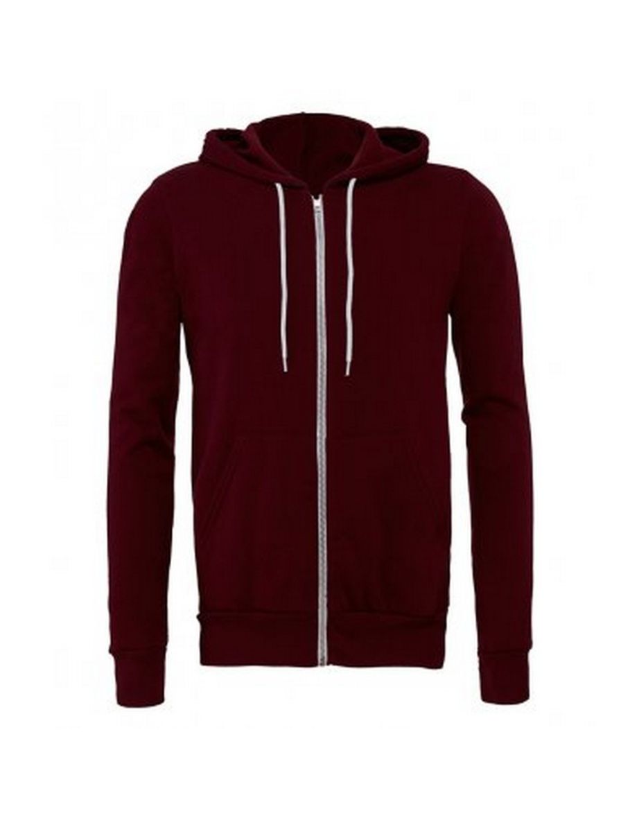 Bella + Canvas Adults Unisex Full Zip Hoodie - Maroon