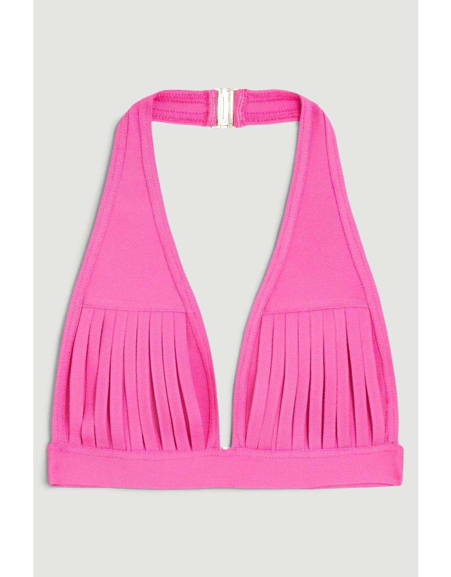Bandage Sheer Stripe Halter Neck Top - 3