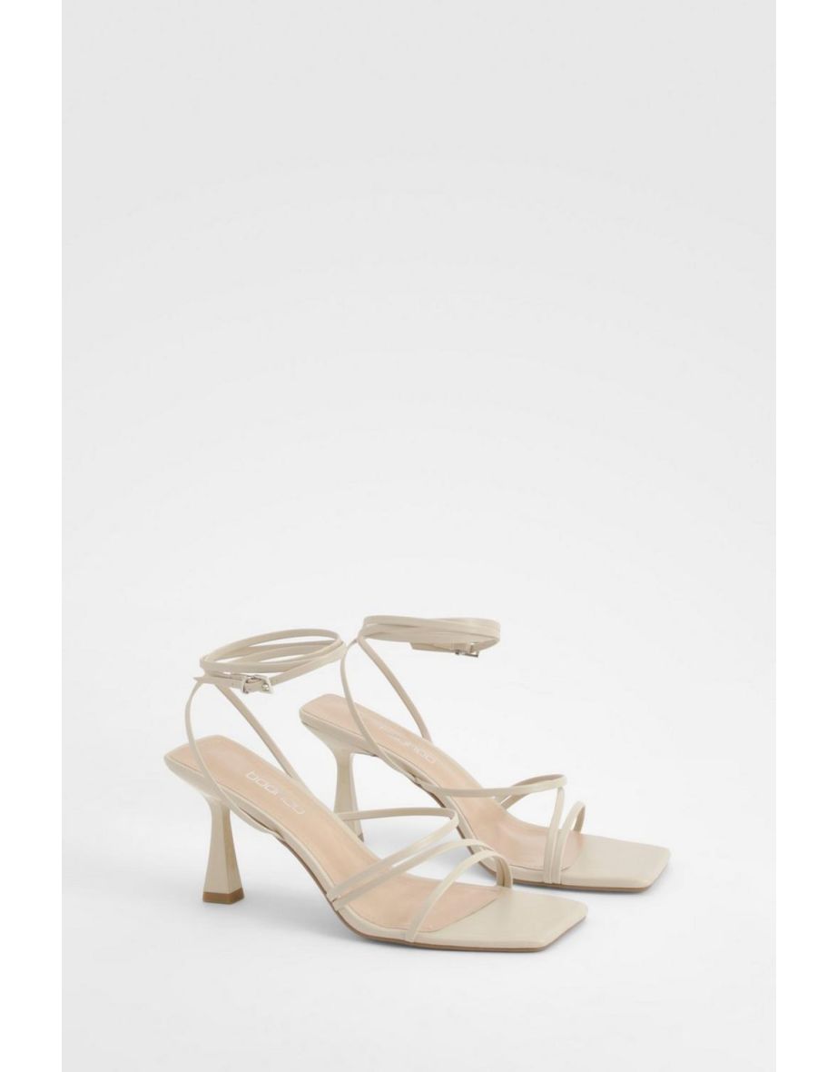 Shop Wide Fit Strappy Mid Height Heels cream Online in Bahrain VogaCloset