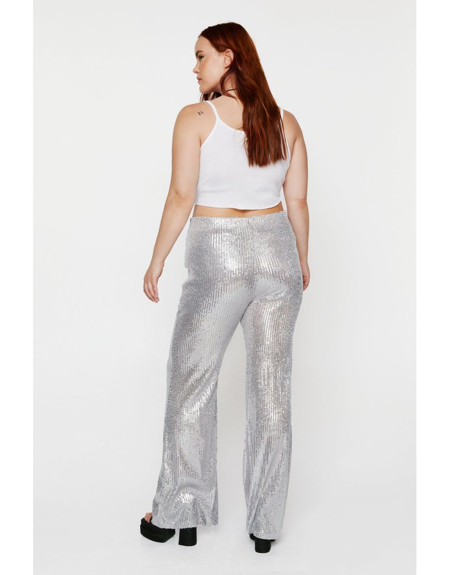 Plus Size Sequin Flare Pants - 3
