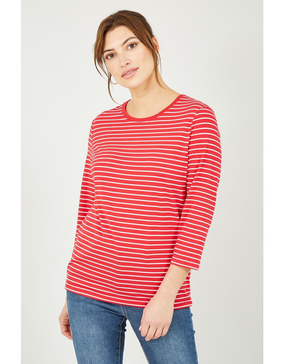 Yumi Red Stripe Jersey Long Sleeve Top