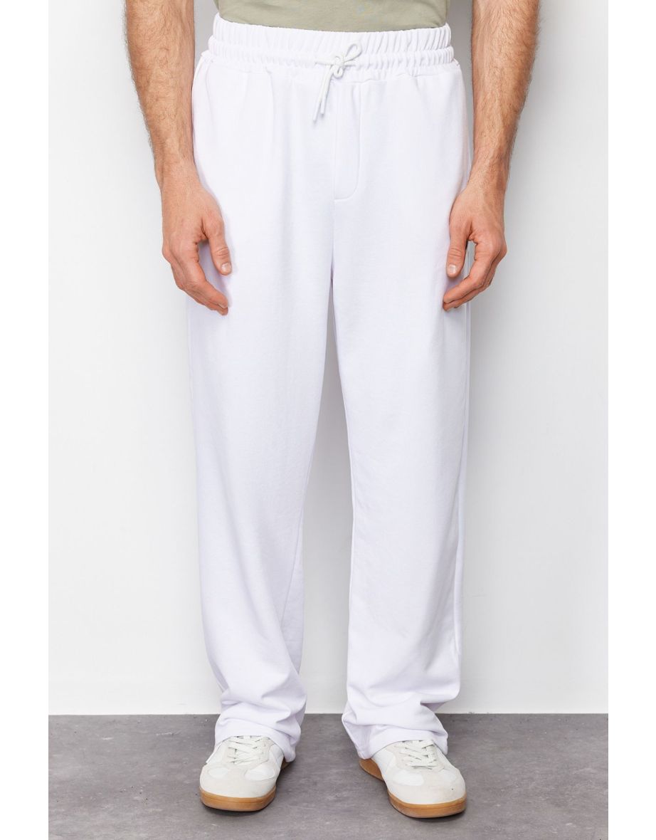 White Oversize/Wide Cut Baggy Basic Sweatpants