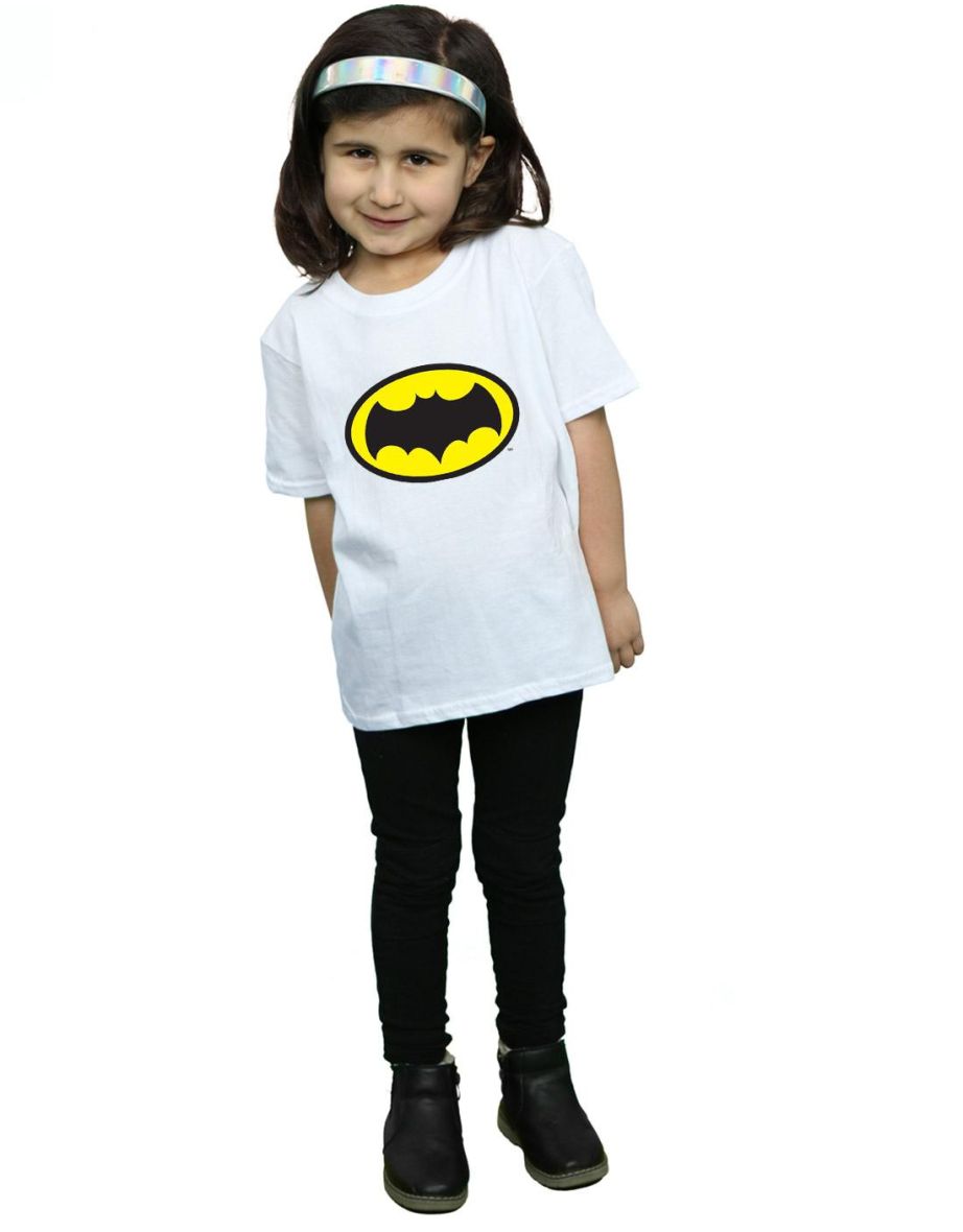 DC Comics Girls Batman TV Series Logo Cotton T-Shirt - White - 3