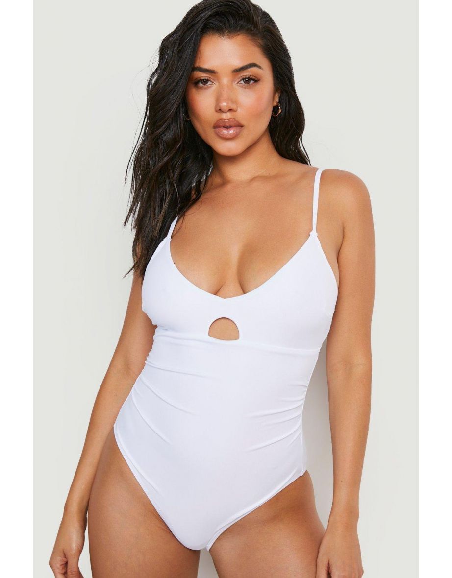 Control Plunge Key Hole Swimsuit - white - 3
