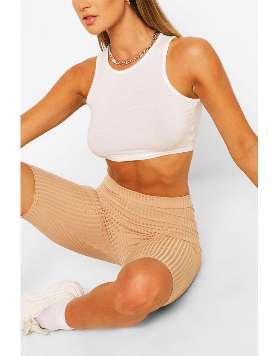 Basic Ribbed High Waist Cycling Shorts  - black - 3