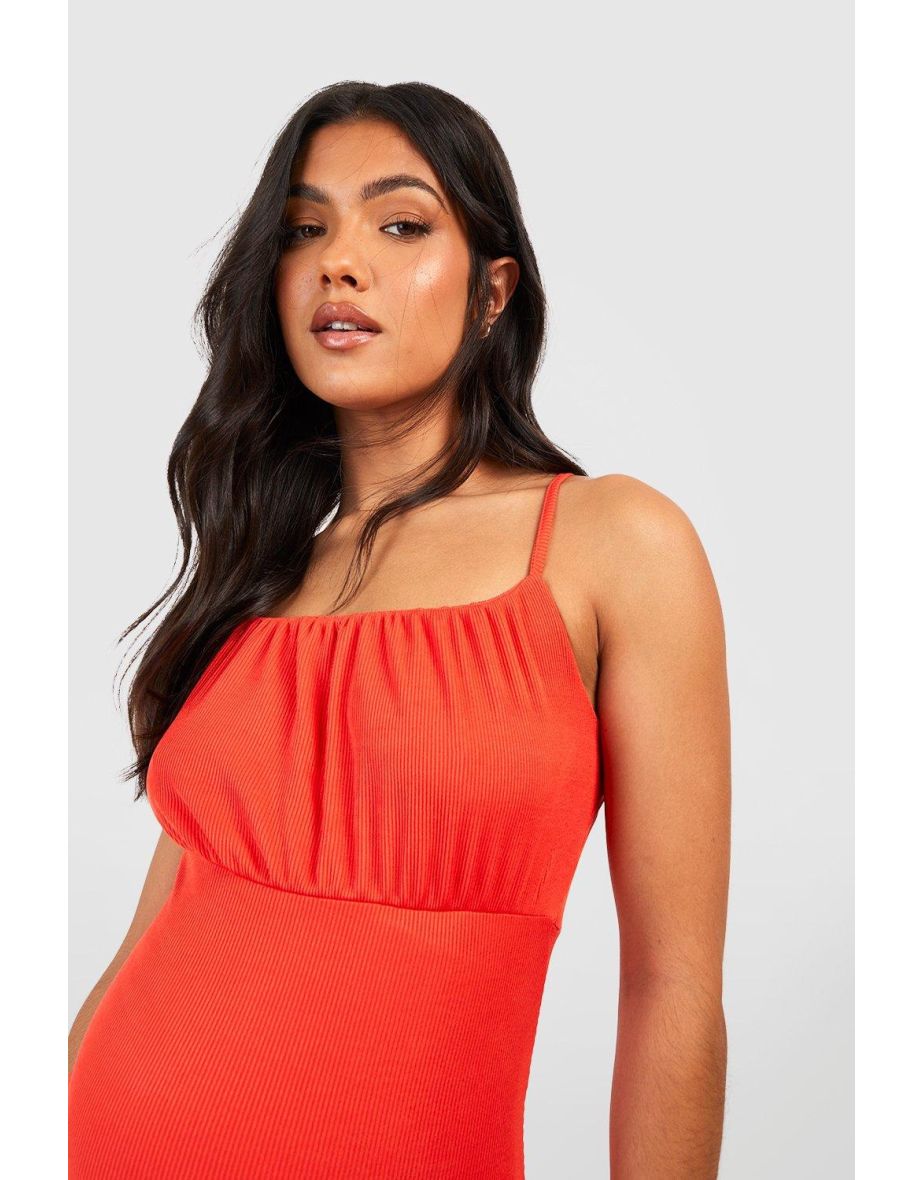 Maternity Ruched Bust Strappy Maxi Dress - burnt orange - 3
