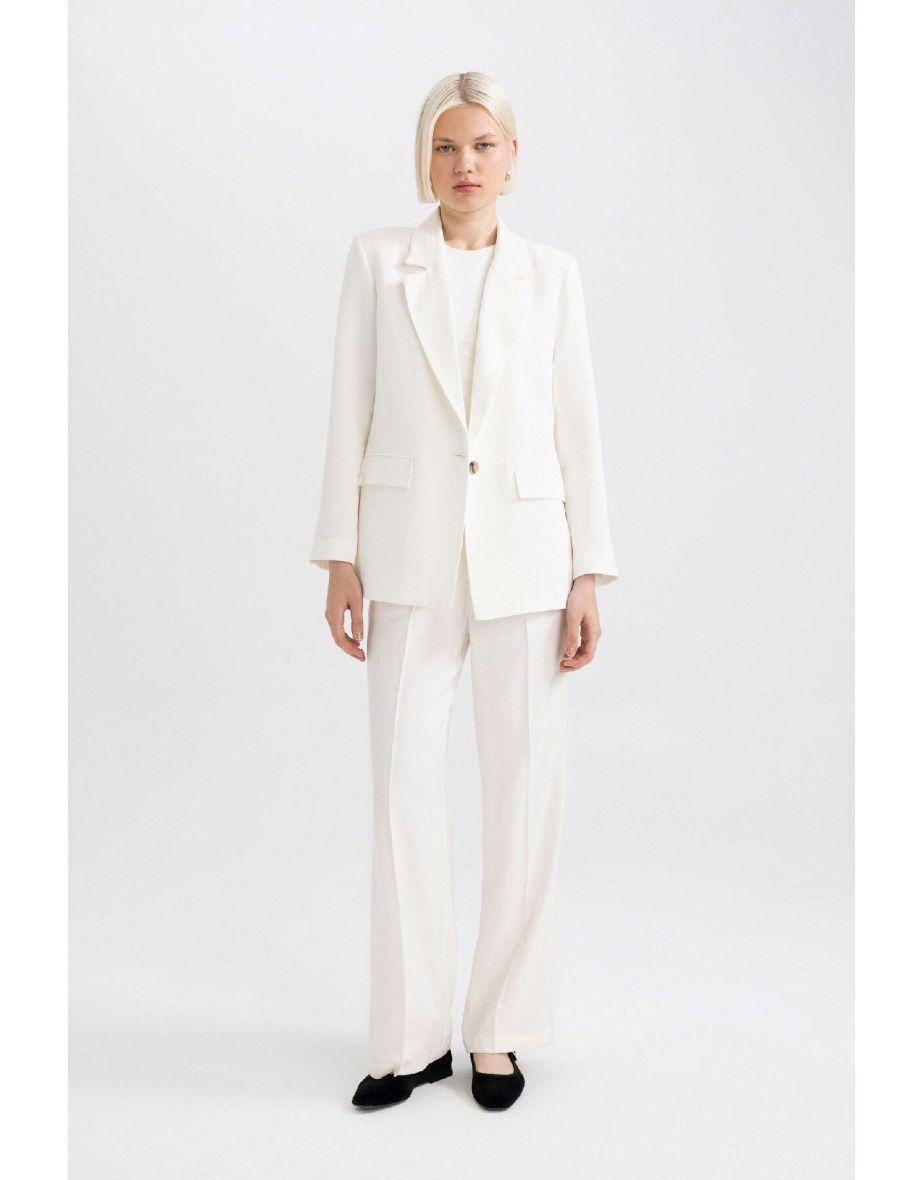 Oversize Fit Linen Blend Blazer Jacket