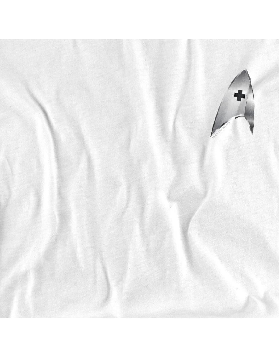 Star Trek: Discovery Unisex Adult Medical Badge T-Shirt - White - 3