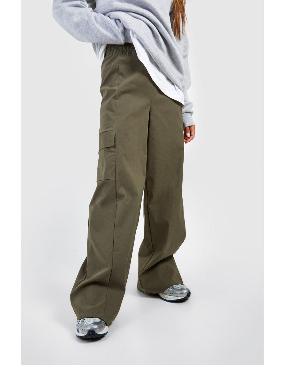 Stretch High Waisted Cargo Trousers - khaki - 3