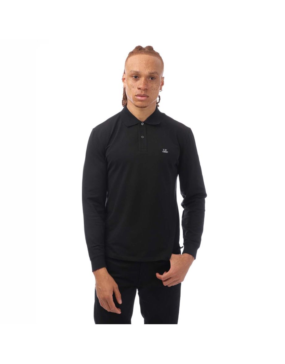 Shop Men s C.P. Company Stretch Piquet Long Sleeved Polo Shirt in Black Online in Bahrain VogaCloset