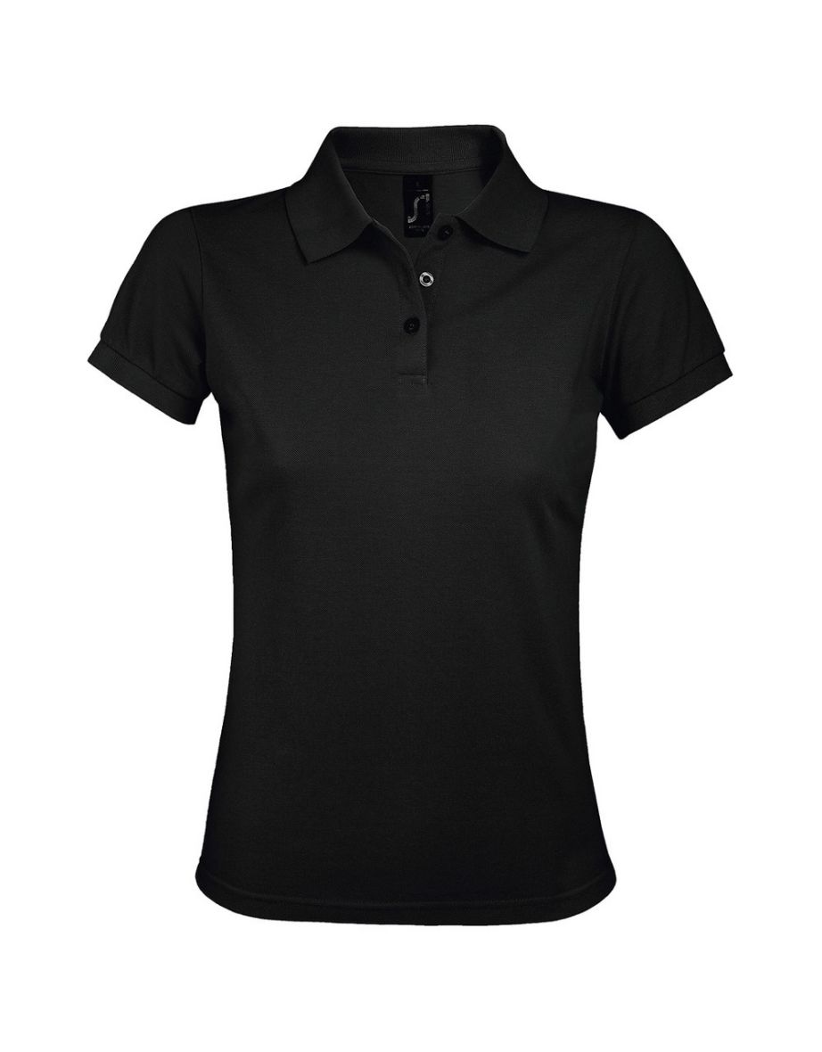 SOLs Womens/Ladies Prime Pique Polo Shirt - Black