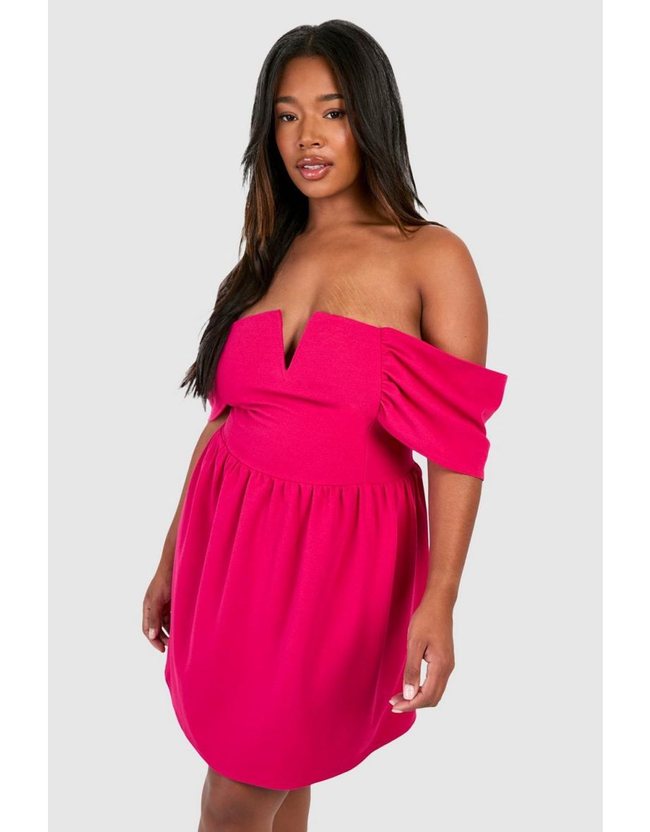 Pink bardot skater dress hotsell