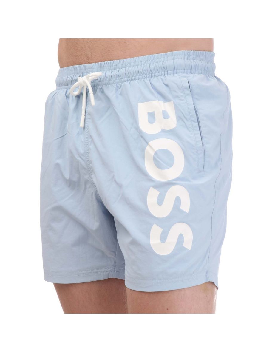 Men's Hugo Boss Vertical Logo Quick Dry Swim Shorts in Blue