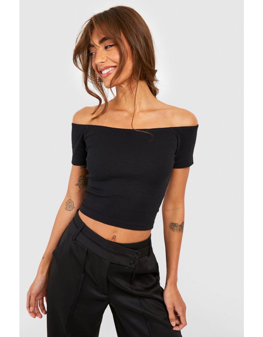 Black bardot store short sleeve top