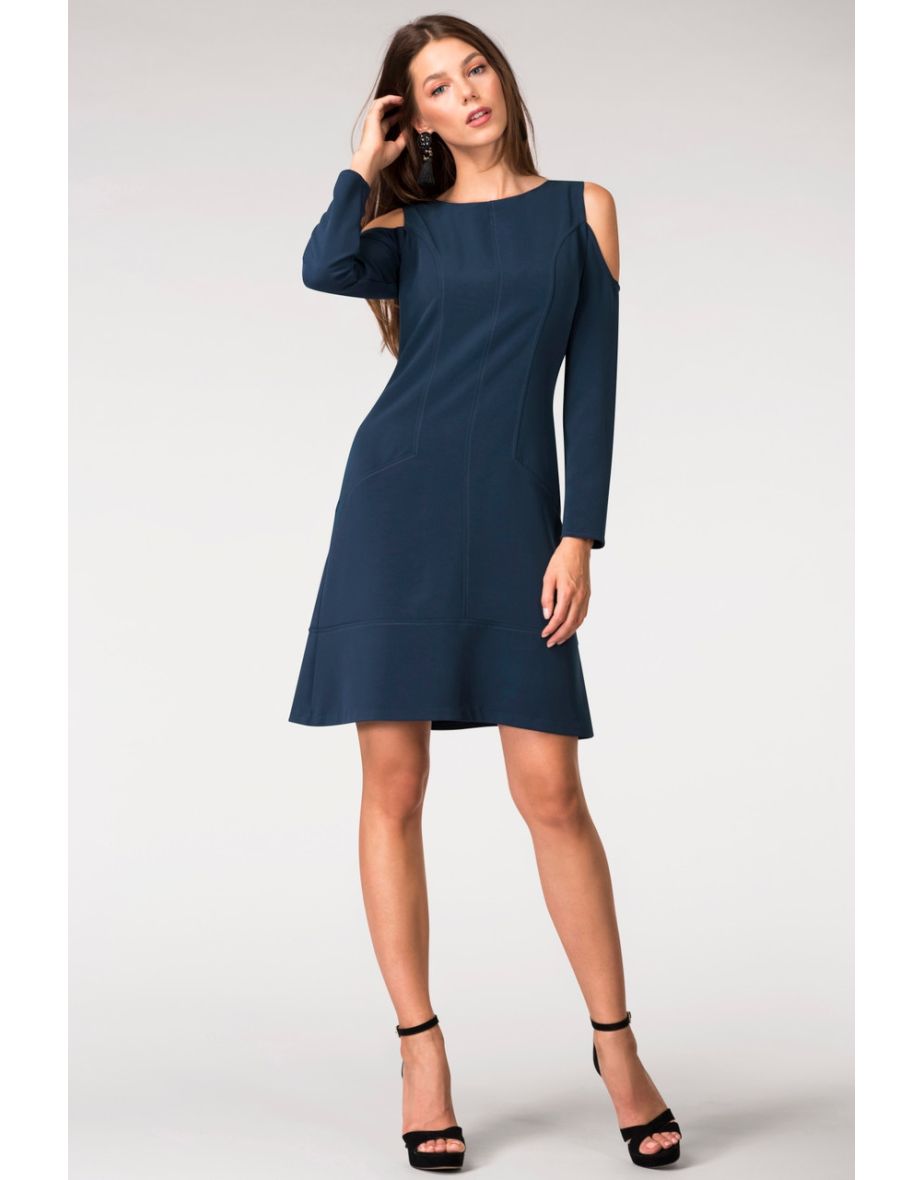 Closet London  Green Cold Shoulder A-line Dress