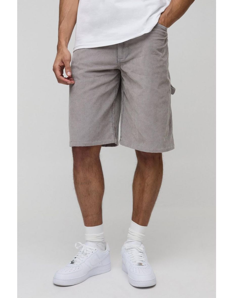 Acid Wash Carpenter Corduroy Jorts - grey