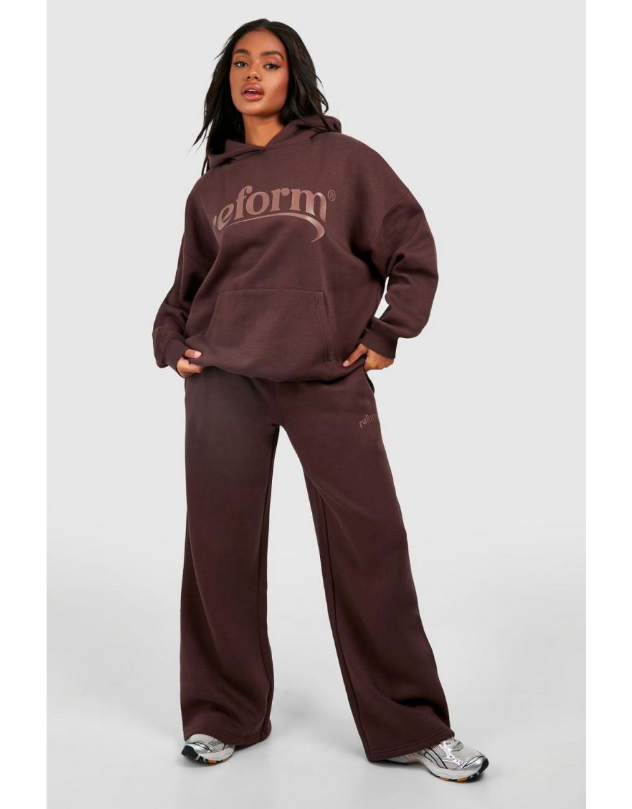 Reform Slogan Wide Leg Jogger - chocolate