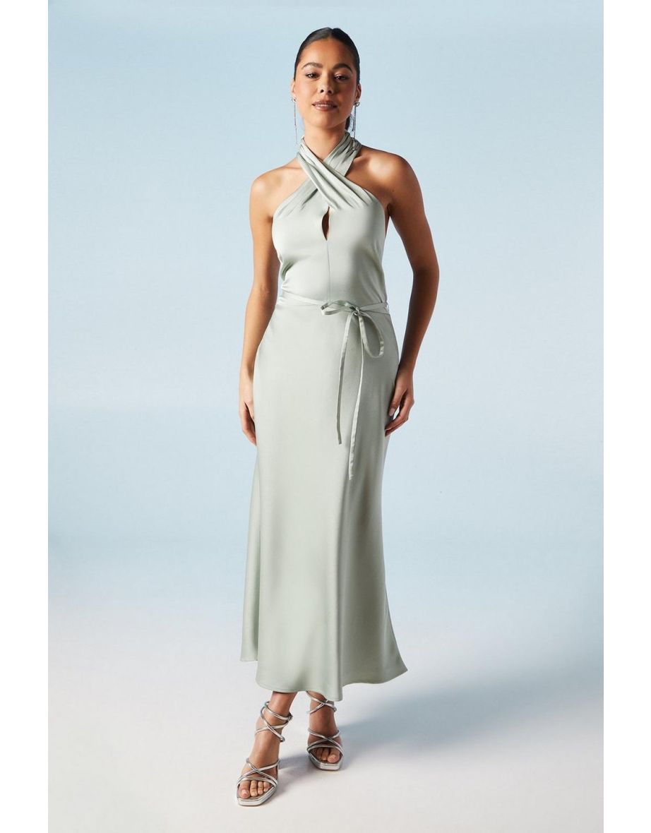 Cross Front Halterneck Bridesmaids Dress