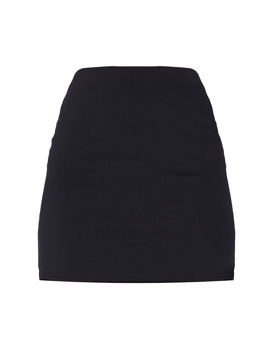 Black Stretch Woven Basic High Rise Micro Mini Skirt - 5