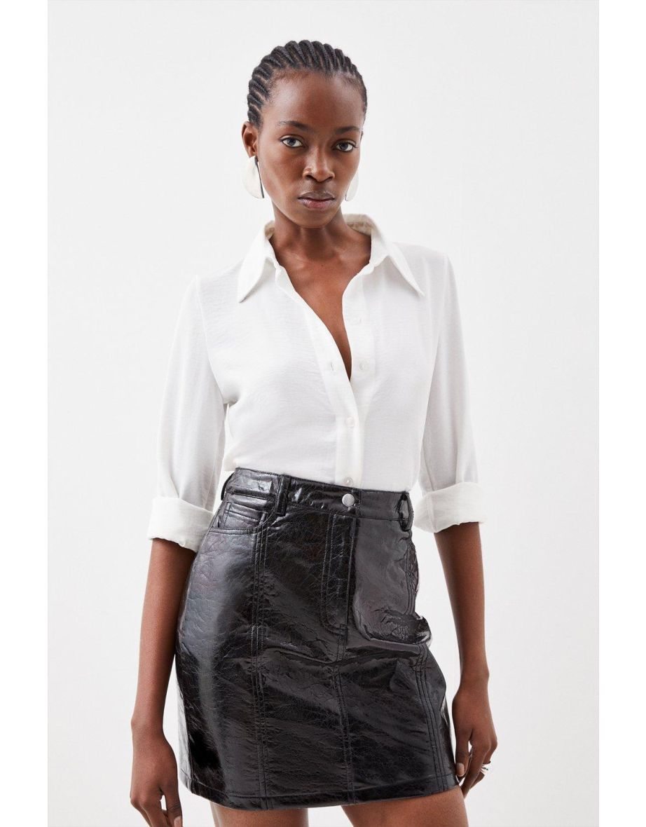 Buy online Mid Rise Faux Leather A-line Skirt from Skirts & Shorts for  Women by Crimsoune Club for ₹1149 at 50% off | 2024 Limeroad.com