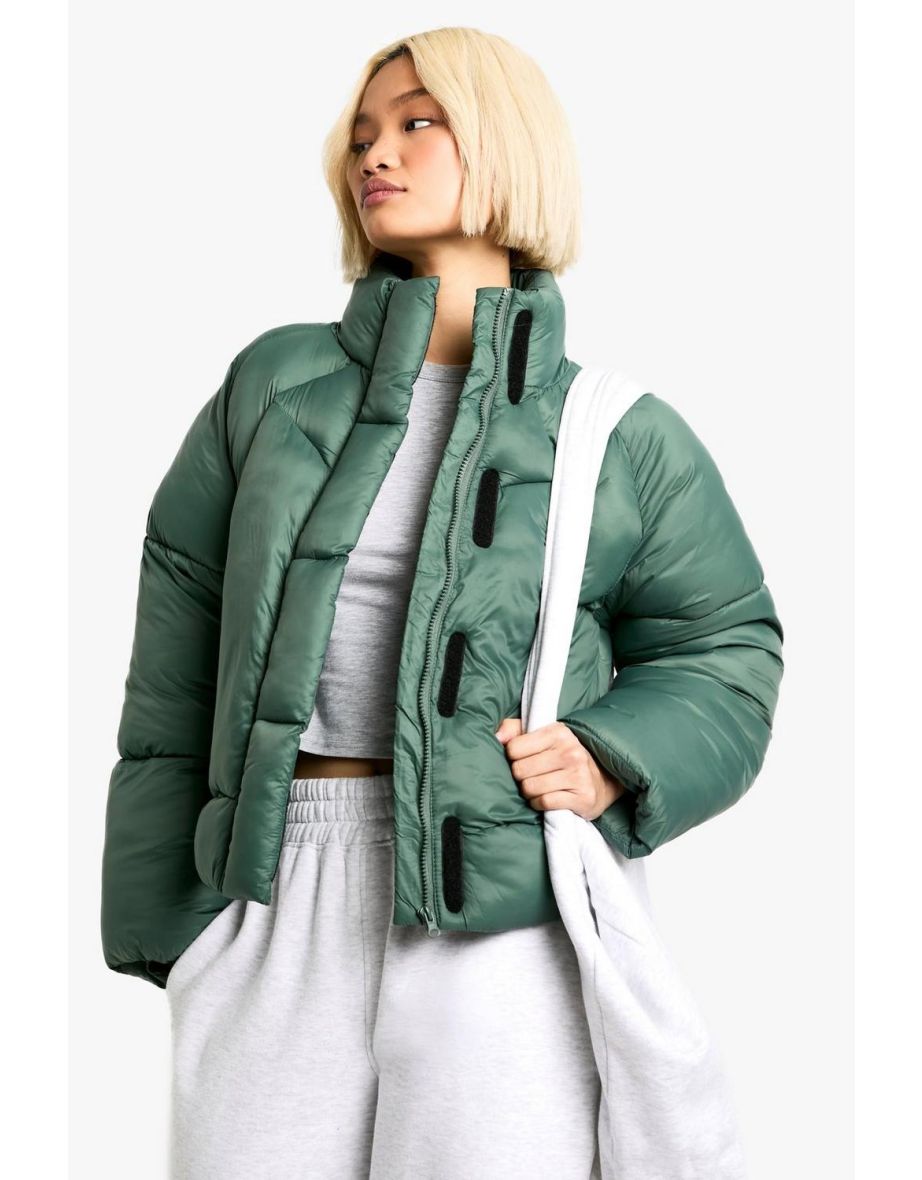 Quilt Detail Puffer Jacket - green
