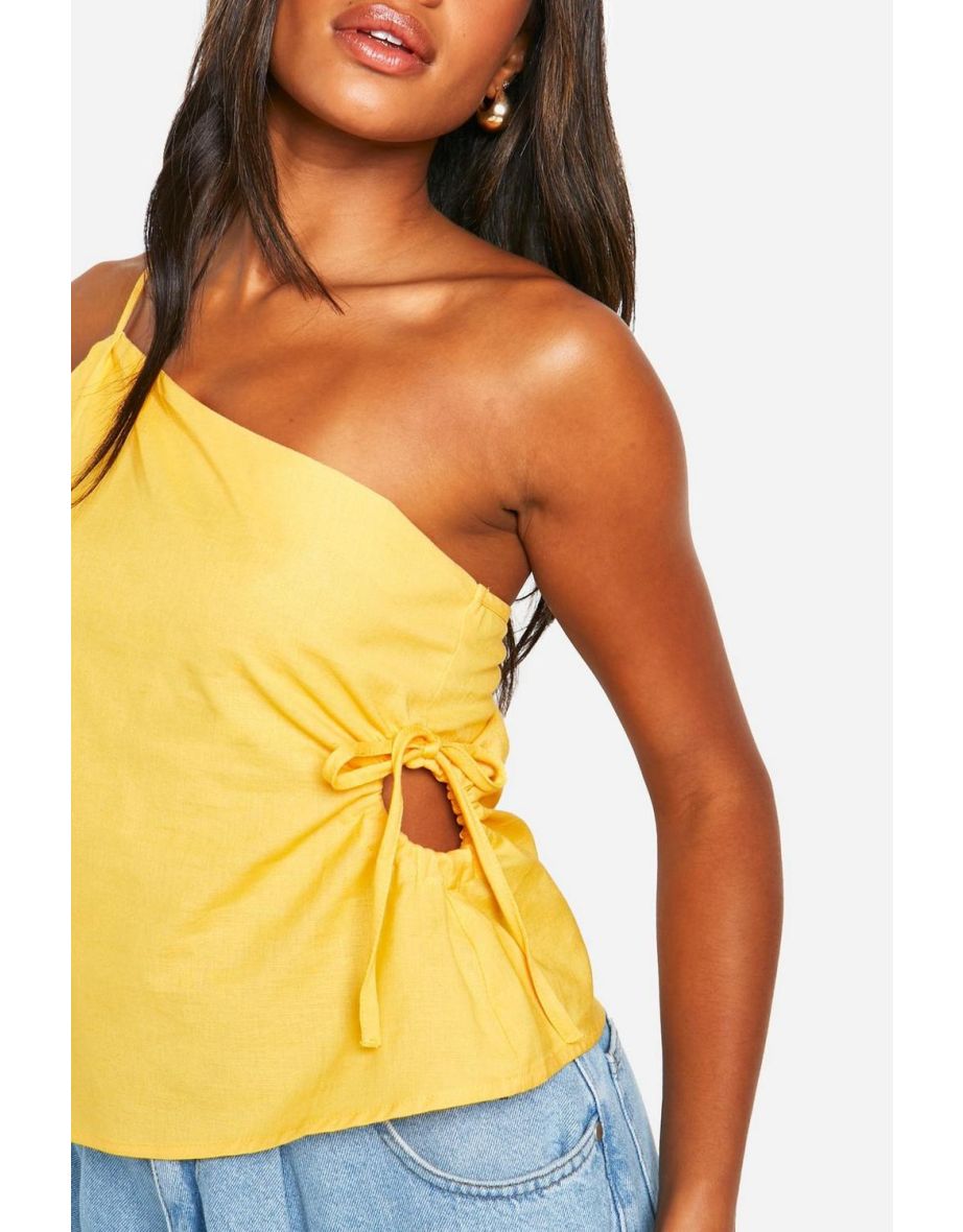 Linen Asymmetric Cut Out Detail Cami - mango - 3