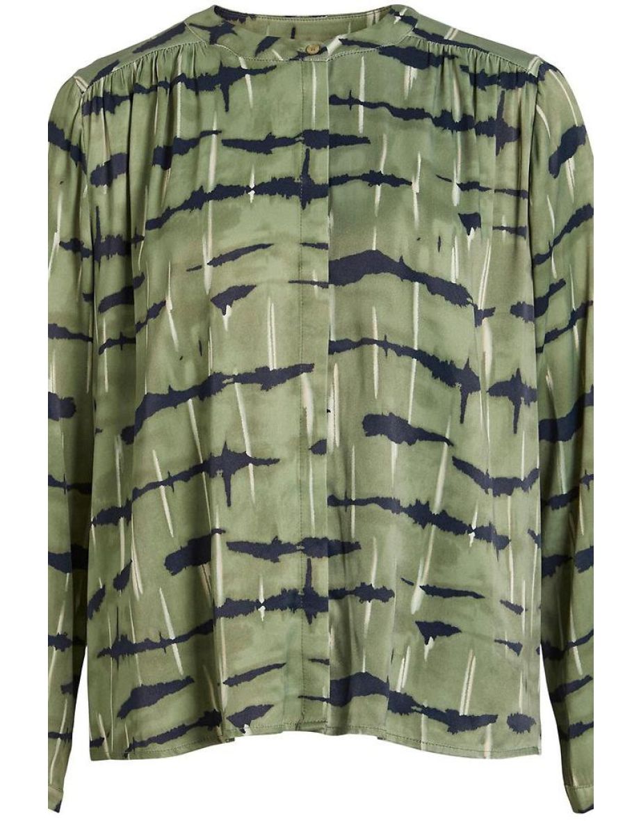 Zebra Print Satin Blouse in Cotton
