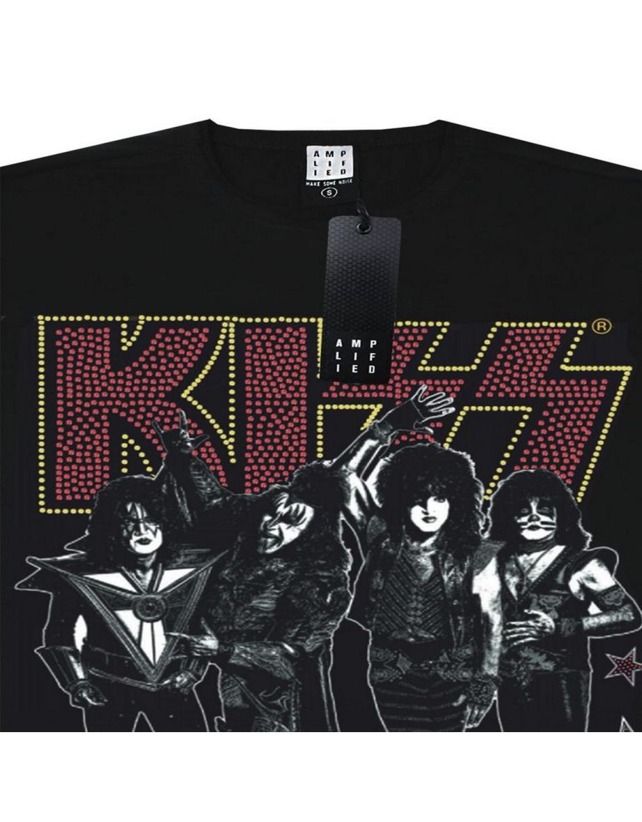 Amplified Mens Let Me Go Rock N Roll Kiss Diamante T-Shirt - Black - 2