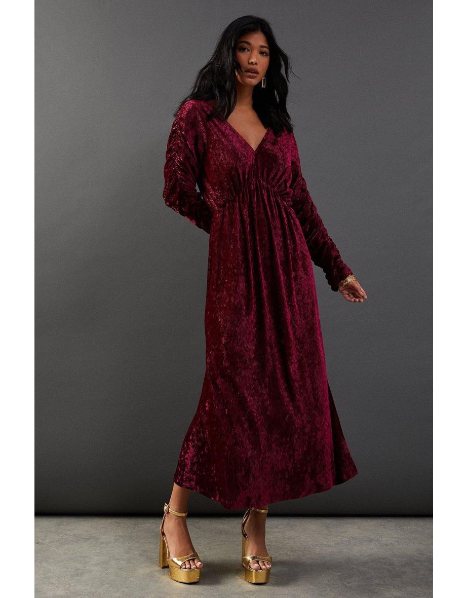 Burnout Velvet Batwing Maxi Dress