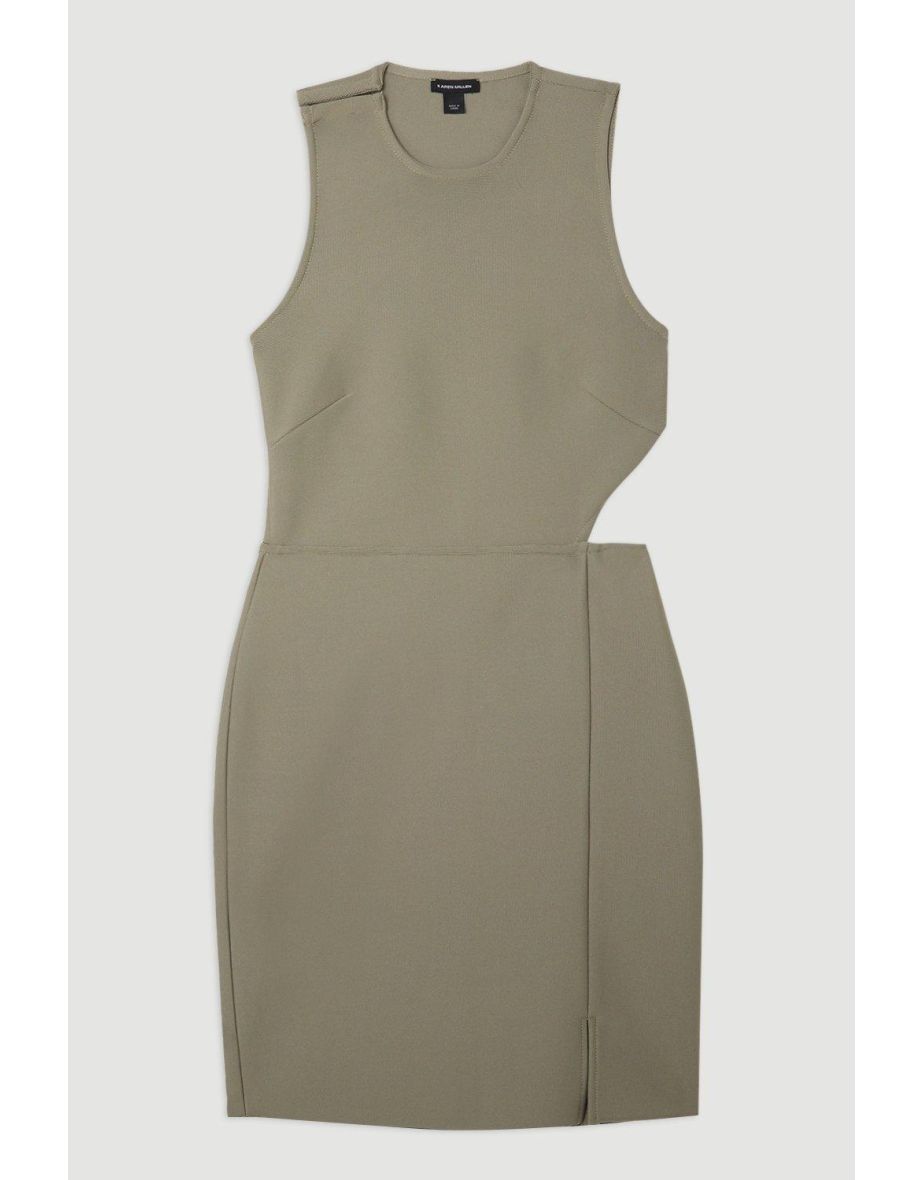 Figure Form Bandage Cut Out Detail Knit Dress - 3