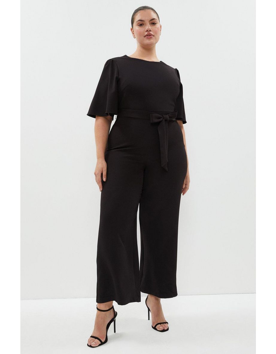 Plus Size Flare Sleeve Wide Leg Jumpsuit