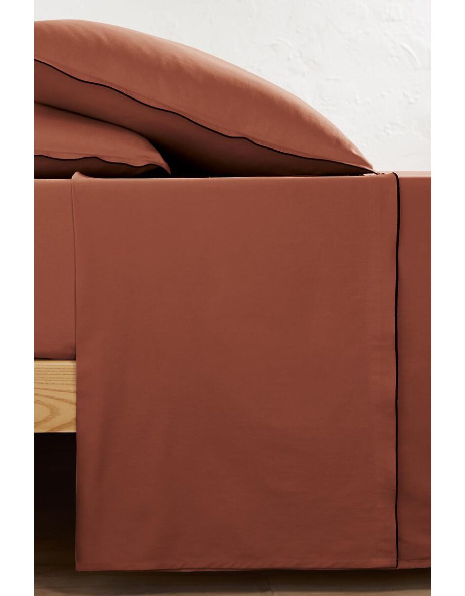 Victor Plain 100% Washed Cotton Satin 300 Thread Count Flat Sheet