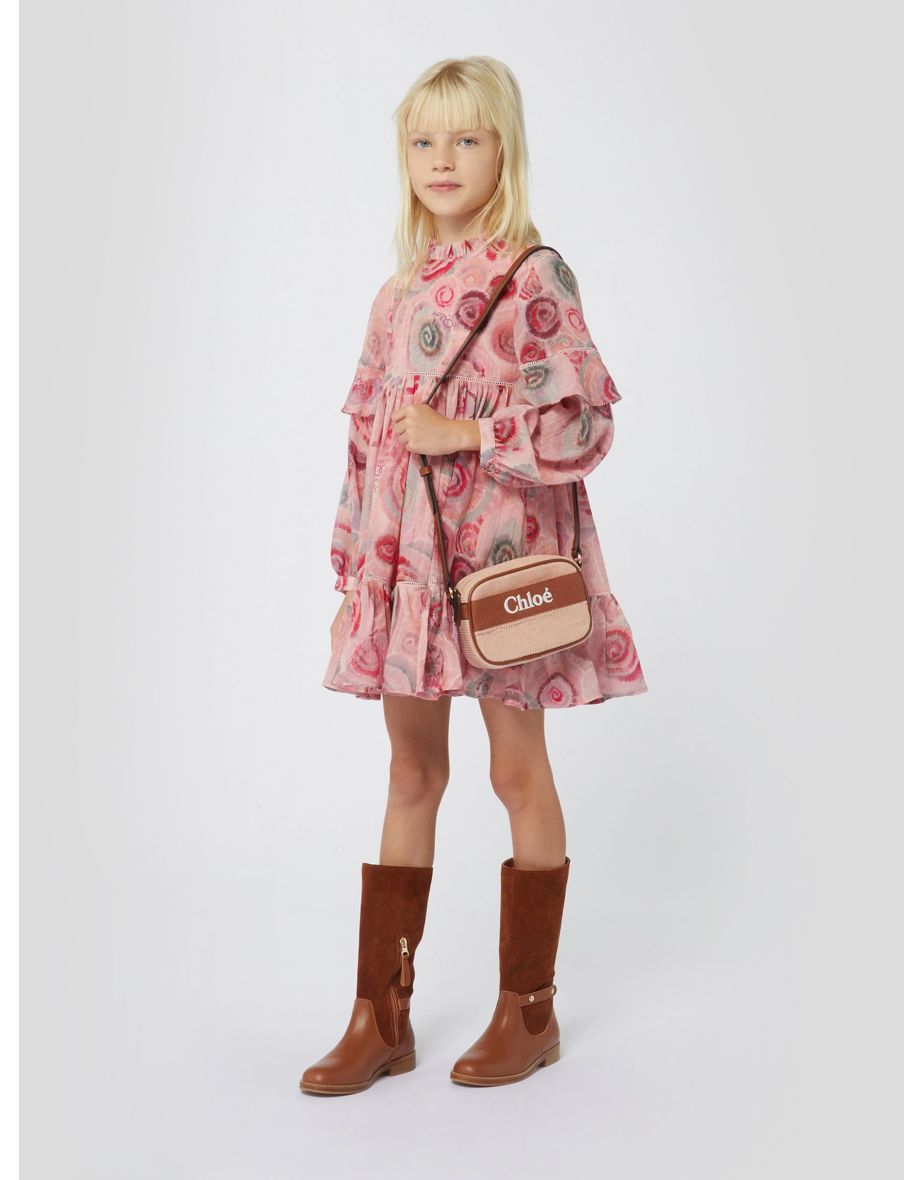 Chloé Girls Spiral Print Ceremony Dress in Pink