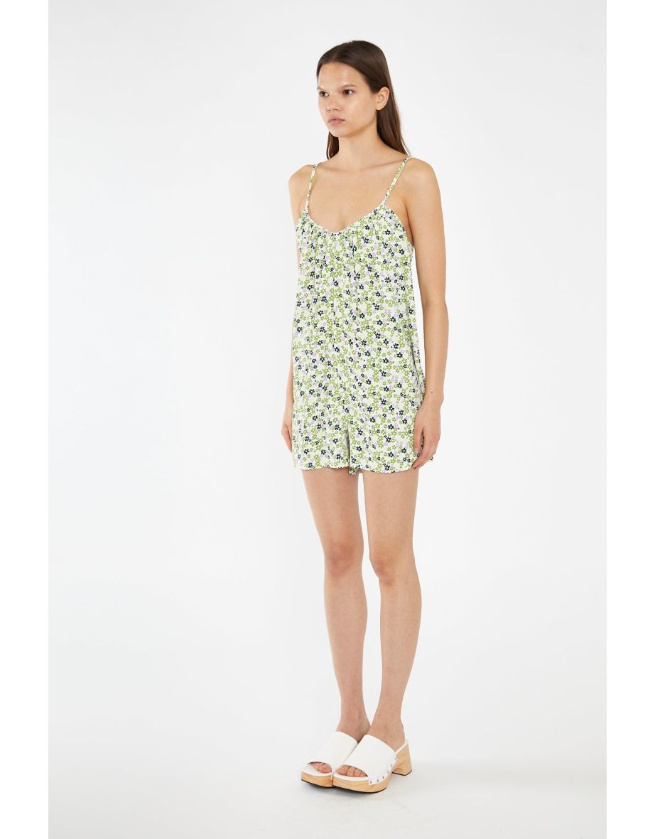 Retro Daisy Loose-Fit Lace-Up Playsuit - 3