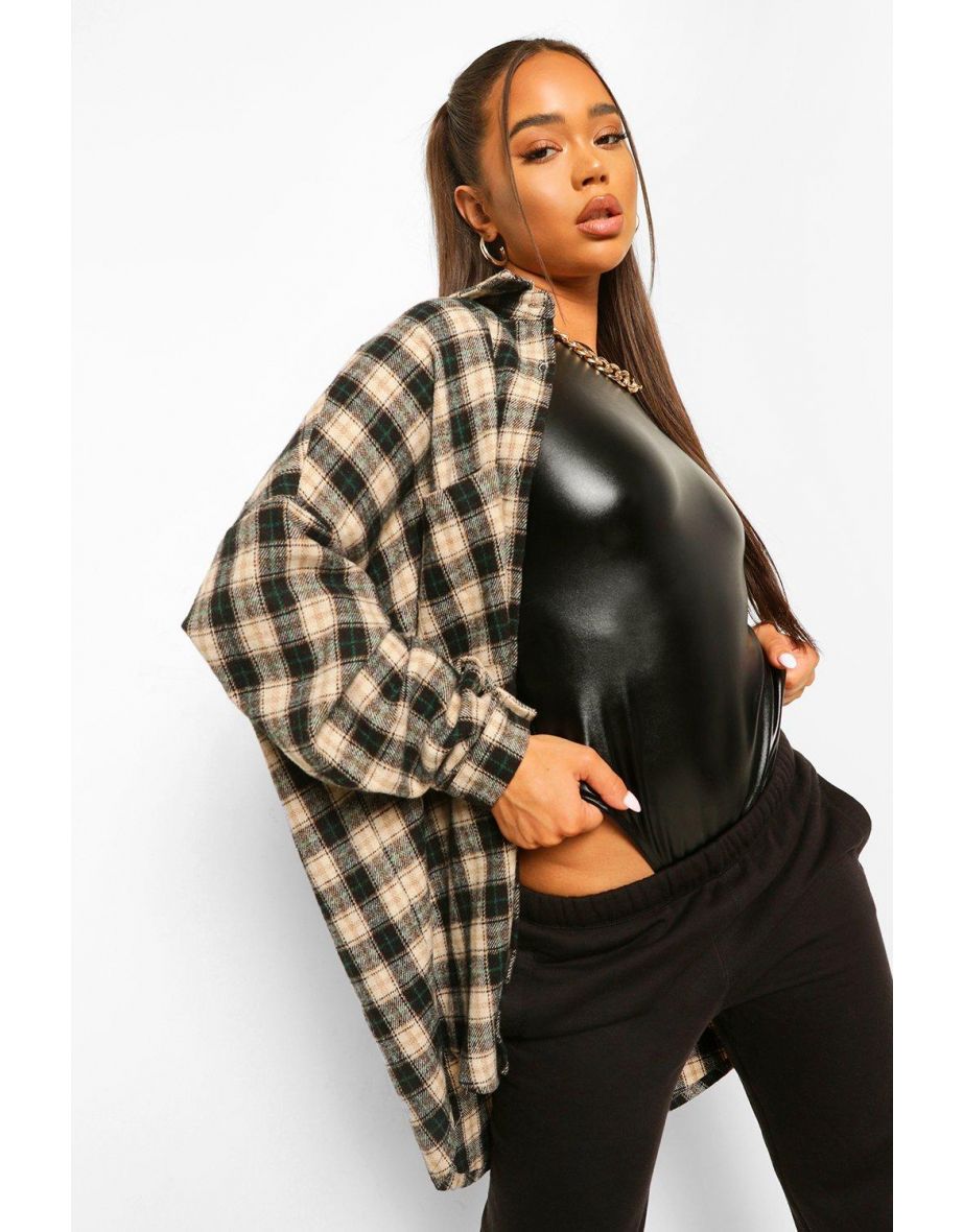 Oversized Checked Shirt - black