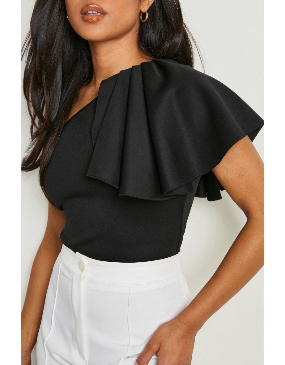 Petite Volume Angel Sleeve Bodysuit - black - 3