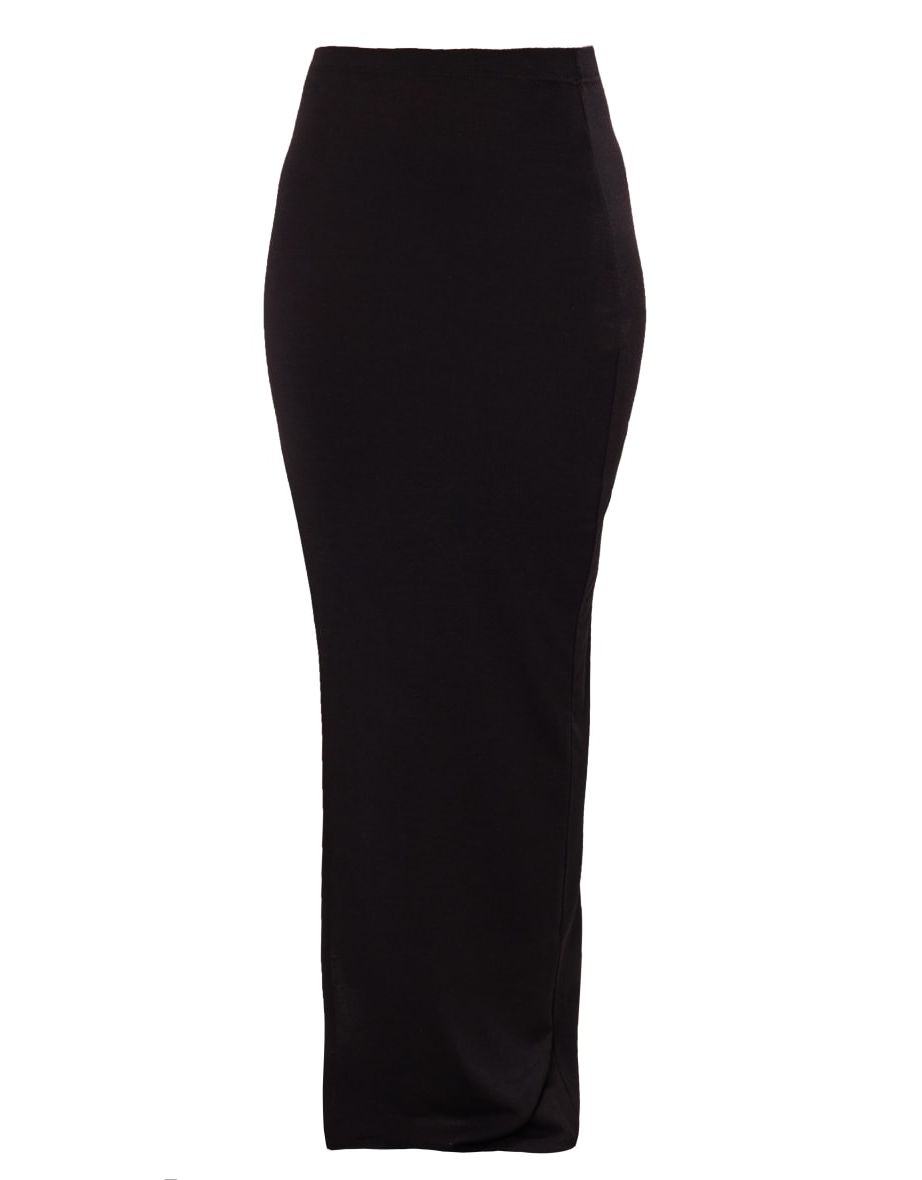 Black Contour Jersey Thigh Split Midaxi Skirt - 4
