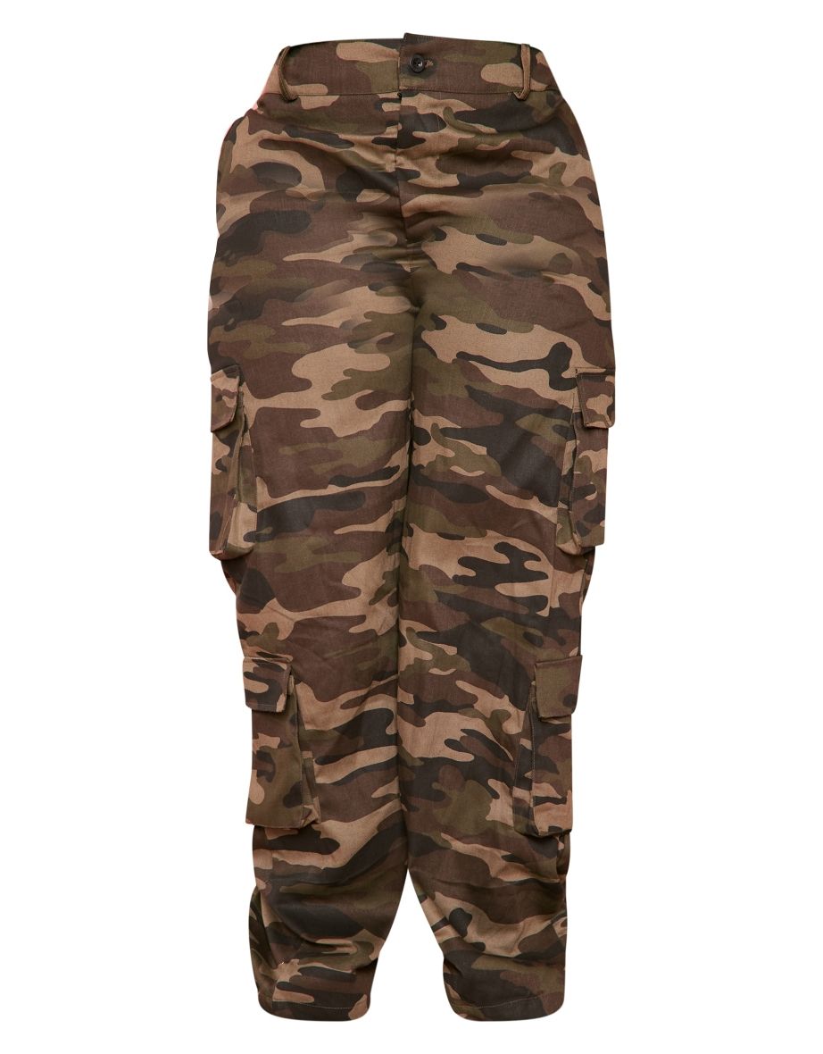 Plus Khaki Camo Cargo Trousers - 4