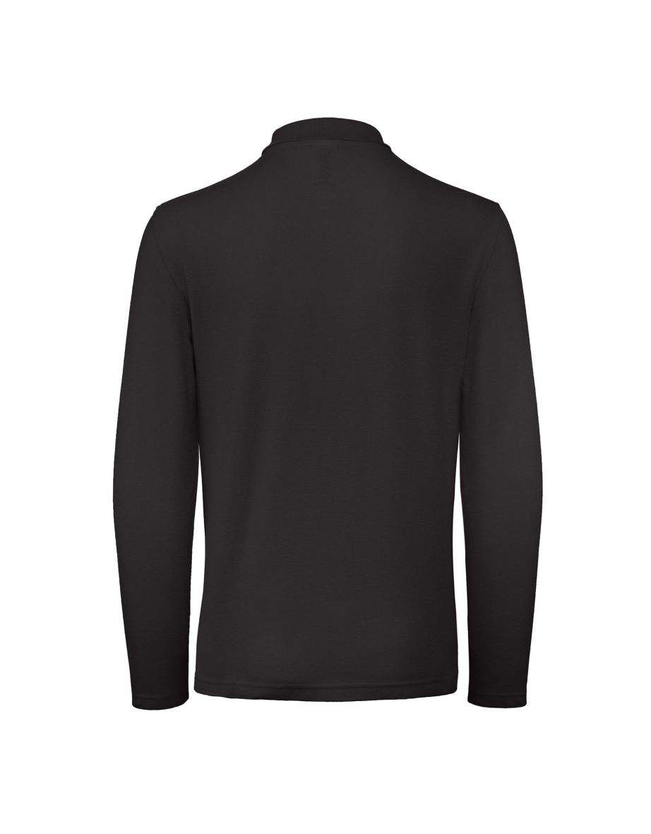 B&C Collection Mens Long Sleeve Polo Shirt - Black - 1