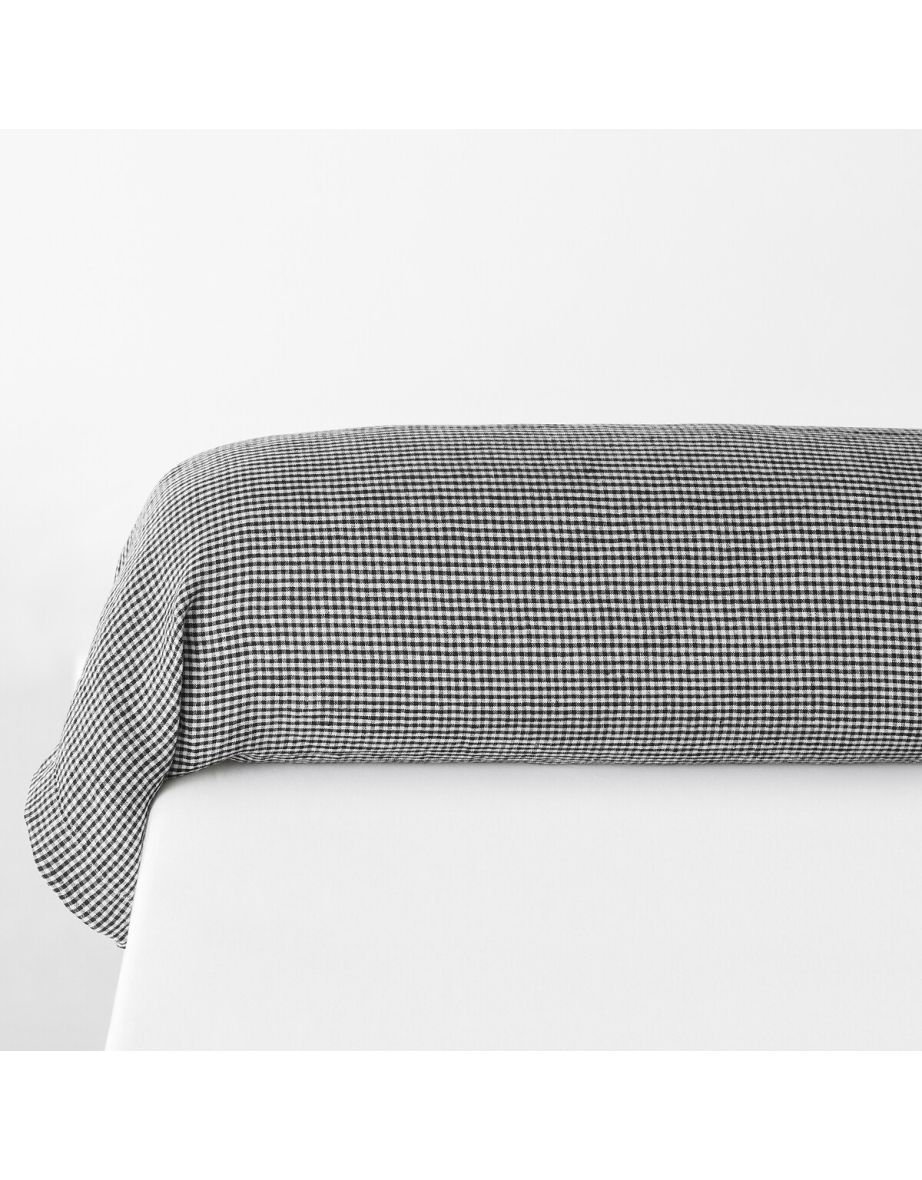 Linot Gingham 100% Washed Linen Bolster Case