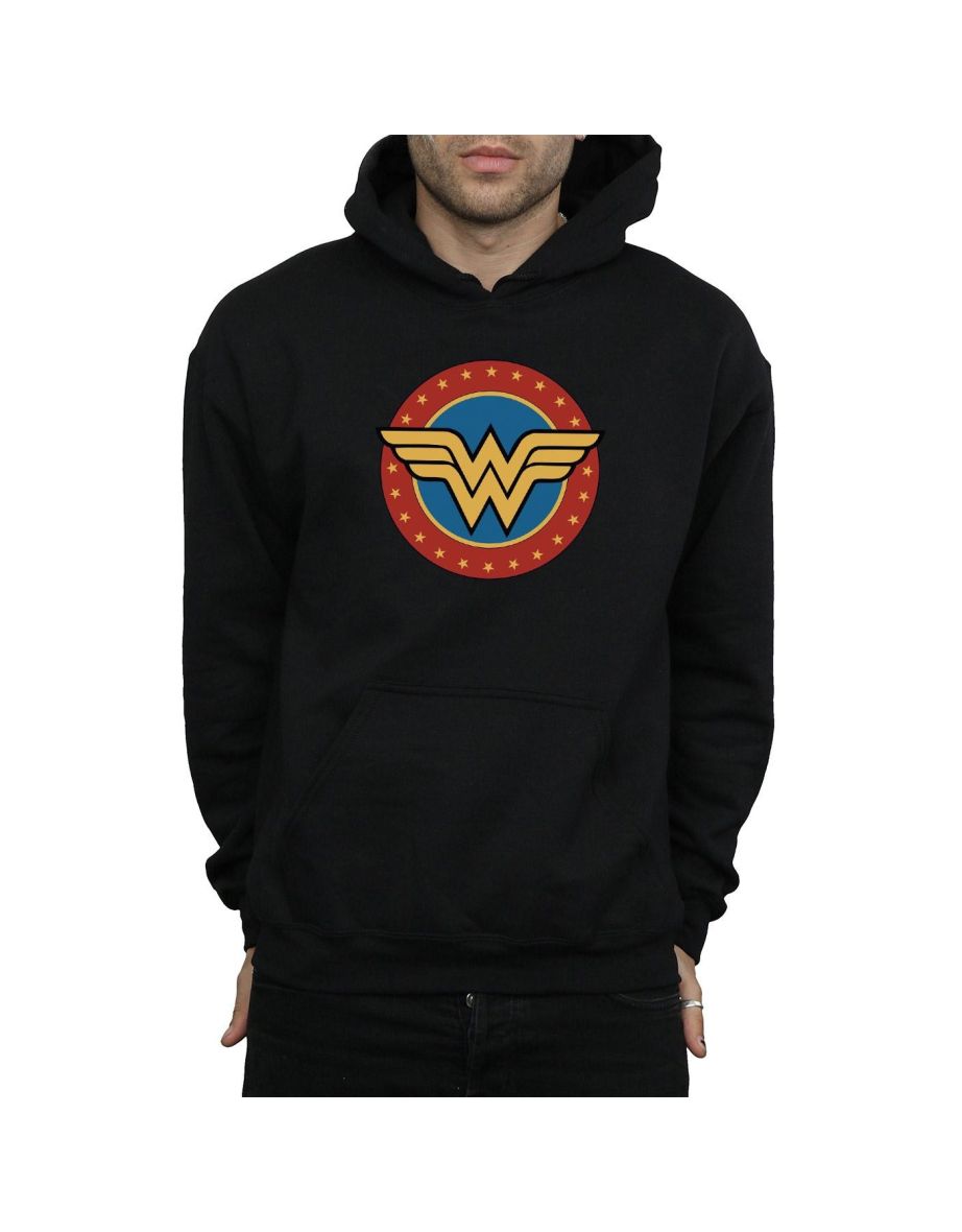 Mens Wonder Woman Circle Logo Hoodie - Black - 3