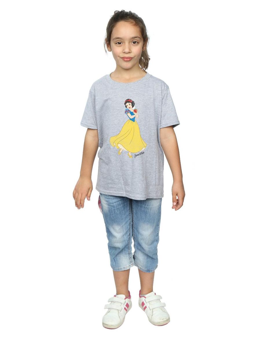 Snow White And The Seven Dwarfs Girls Cotton T-Shirt - Sports Grey