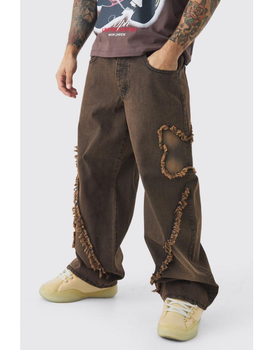 Baggy Rigid Butterfly Applique Denim Jeans
